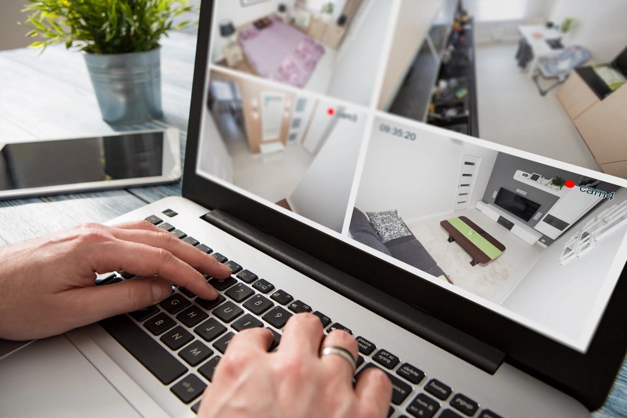 Viewing CCTV camera feeds on a laptop