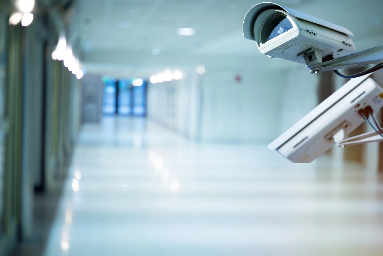 Security cameras in a commercial corridor
